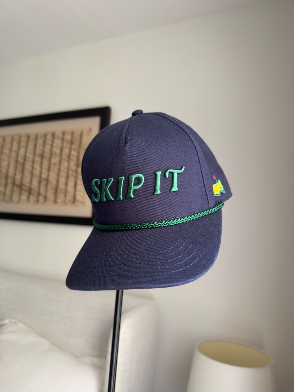 Masters Navy Hat with Green 'SKIP IT' Embroidery